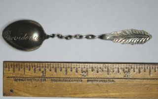 Antique Sterling Silver Providence Souvenir Spoon With Gold Wash Feather photo