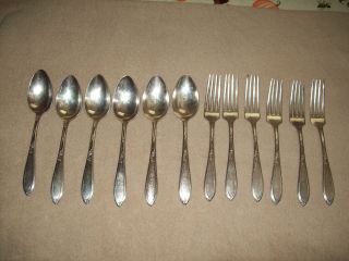 12 Antique Wm Rogers A1 Plus Is Silver Plate Forks & Spoons photo