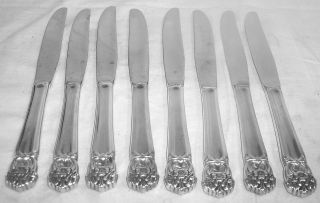 8 Silverplate Dinner Knives 1847 Rogers Eternally Yours Pierced Pattern Flatware photo