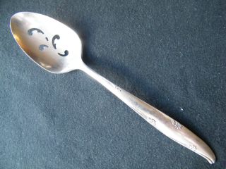 Community Silver Flower Slotted Serving Spoon 8 1/2 