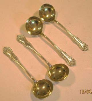 4 Birks Gadroon Bouillon Spoons Gold Washed Bowls - 5 