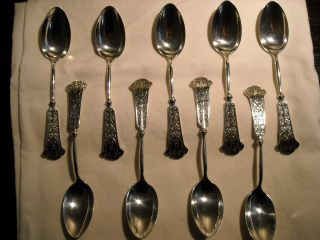Antique Sterling Silver Dessert Spoons,  Shreve Stanwood & Co Circa 1860 - 1869 photo