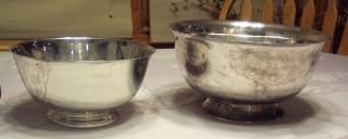 2 Vintage Silver Plated Silverplated Bowls Oneida Revere Towle photo