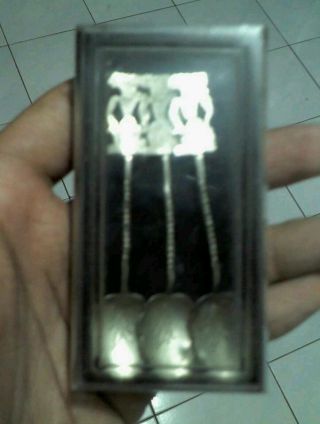 3 Vintage Silver 800 Souvenir Spoon Indonesia Java Wayang photo