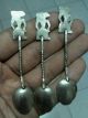 3 Vintage Silver 800 Souvenir Spoon Indonesia Java Wayang Souvenir Spoons photo 2