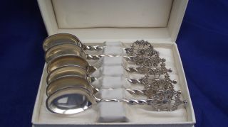 Norwegian Silver Plated Set Of Six Teaspoons Ornately Decorated Handles photo