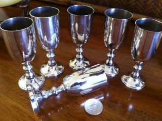 Set Of 6 Blackinton Co W&s Since 1865 Silverplate Cordial Coronation Stem Glass photo