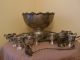 Birmingham Silver Company Punch Bowl With 12 Cups And Serving Tray Silver/copper Bowls photo 1