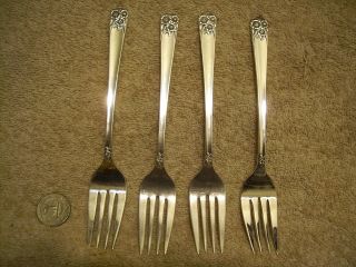 4 Rogers 1950 April Salad Forks Silverplate Is photo