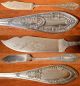 Solid Sterling Silver 800 Set Of 3 Knives (21cm) 3 Spoon (21,  5 Cm) Italian 1870 Other photo 2