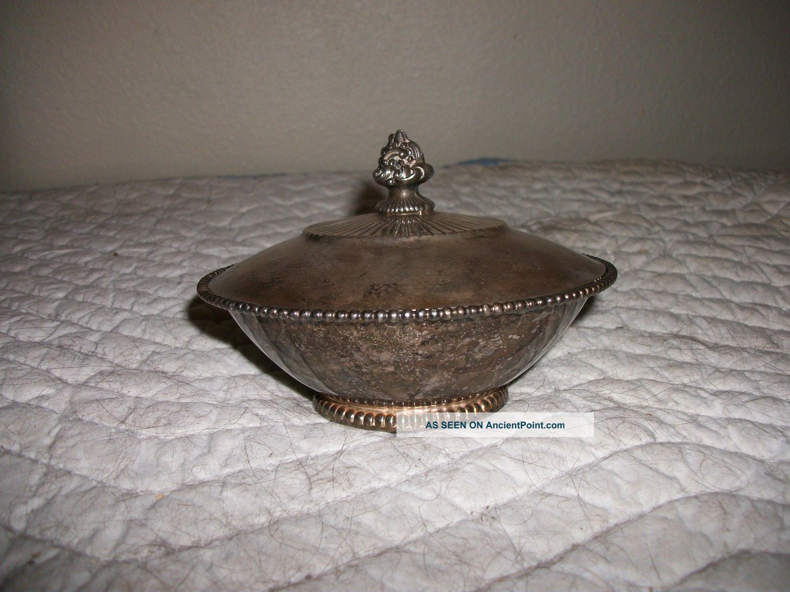 Silver Sugar Bowl With Lid 5 1/4 Inch Diameter Unknown photo