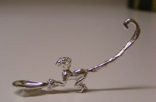 Salt Spoon (monkey) Solid Sterling Silver photo