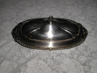 Ancient Silverplate Butter Dish With Glass Tray Silver Plate photo