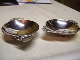 Two (2) Wheelock Handmade Master Salt Dishes;.  925 Sterling; 130gms Total; photo