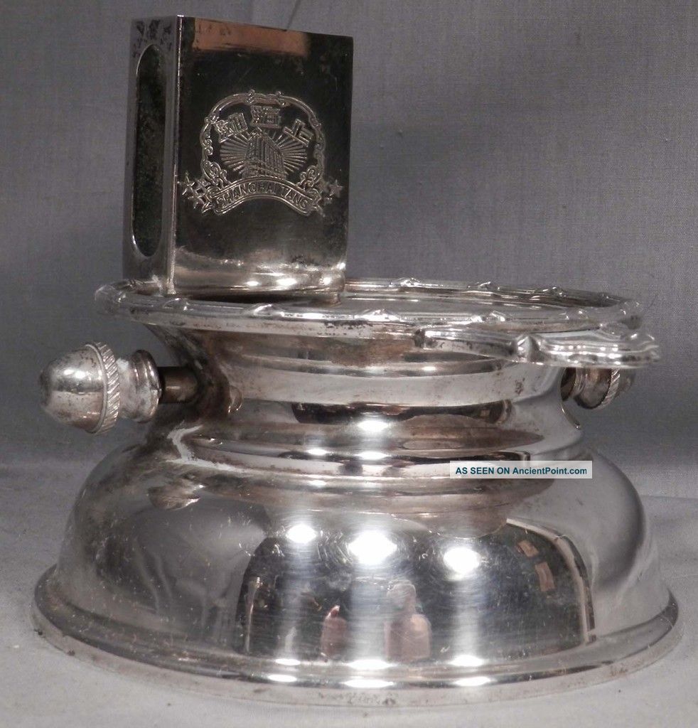 Vintage Shanghai Tang Hotel Silver Plate Ashtray Match Holder Mechanical Star Lo Ash Trays photo