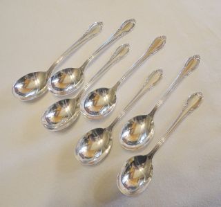 1847 Rogers Remembrance 1947 7 Cream Soup Spoons photo
