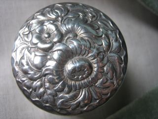 Pretty Art Nouveau Period Dressing Table Pot Sterling Silver Cut Glass Vgc. photo