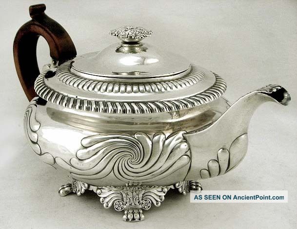 English Sterling Silver George Iv Lion Foot Teapot Jos Angel 1821 Tea/Coffee Pots & Sets photo
