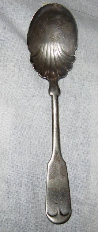 Vtg Antique 1847 Wm Rogers Silverplate Flatware Jelly Sugar Spoon Fluted Shell photo