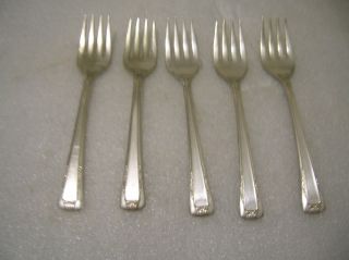 Baroness Silver Plate 5 Dessert Or Salad Forks 1940 photo