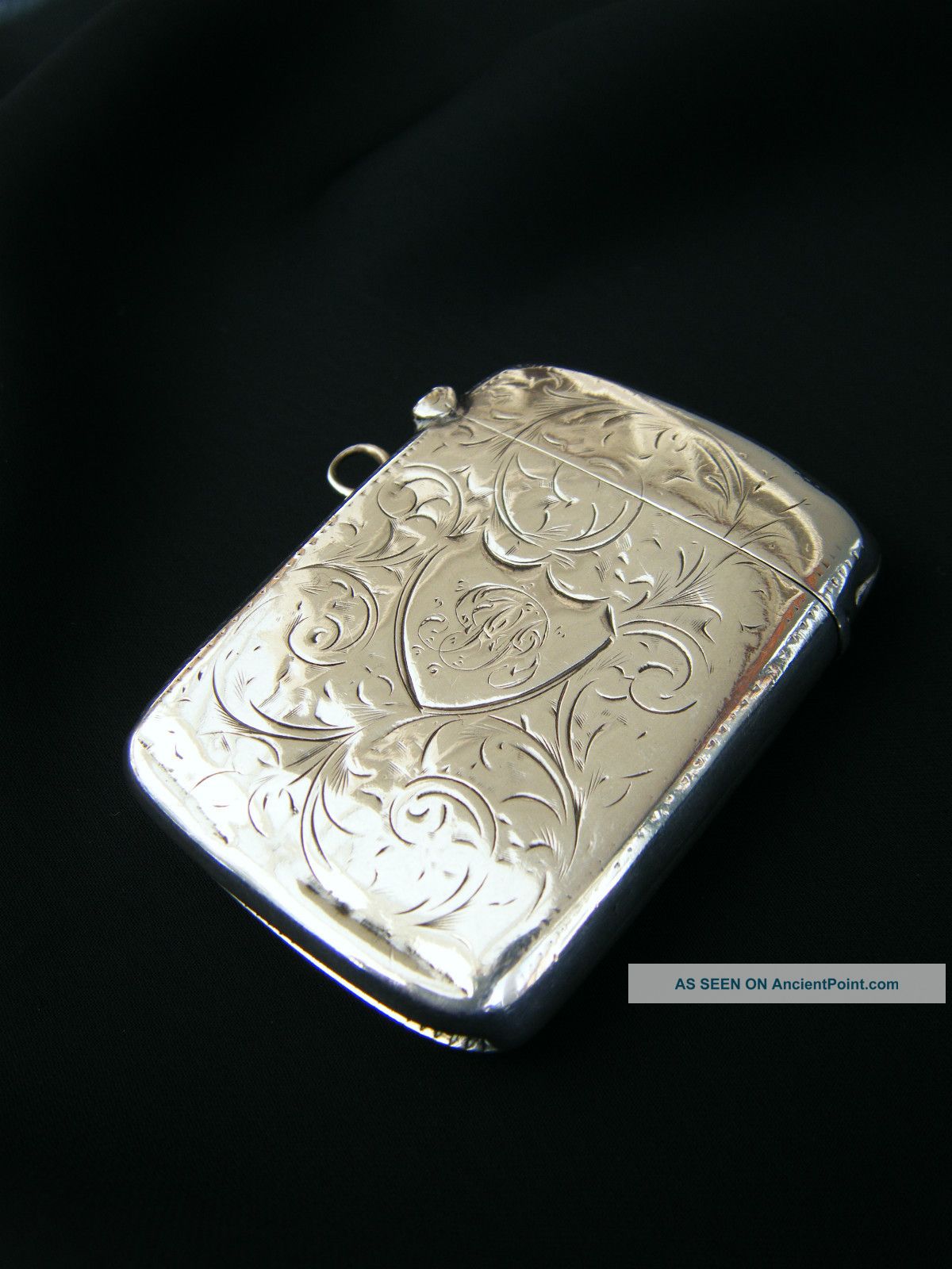 Edwardian Antique Solid Sterling Silver 925 Vesta Case By J.  G,  B’ham 1902 Cigarette & Vesta Cases photo