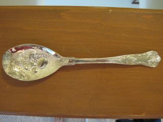Vintage Silver Plated Serving Spoon - Raised Pineapple & Fruit Design photo
