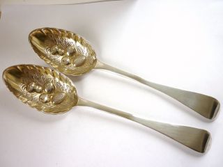 Pair Wm.  Iv Silver Berry Spoons London 1833 photo