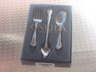 Oneida Silverplate Harmony / Chalice 3 Piece Baby Set - Fork & 2 Spoons In Box photo