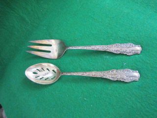 Hostess Serving Set Meat Fork Slotted Spoon Towle Sequoia Silverplate 1968 photo