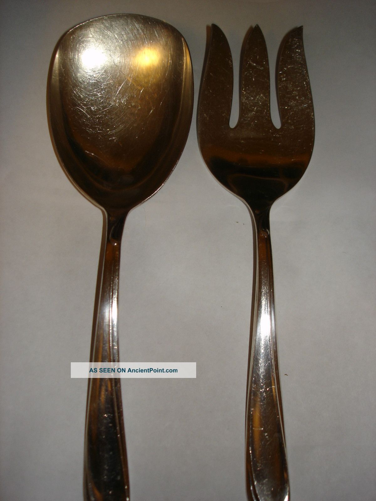 Deep Silver Serving Fork Spoon Extra Plate + Sterling Bottm International International/1847 Rogers photo