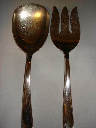 Deep Silver Serving Fork Spoon Extra Plate + Sterling Bottm International photo