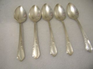 Wm.  A.  Rogers Meadowbrook Aka Heather Pattern 5 Oval Soup Spoons 1936 photo