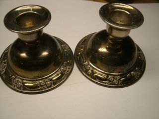 Vintage Oneida Silversmith Taper Candle Holders Embossed Design photo