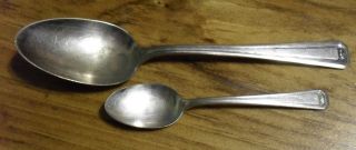 Two Matching Vintage Wr Silverplated Spoons,  Teaspoon & Serving Spoon photo