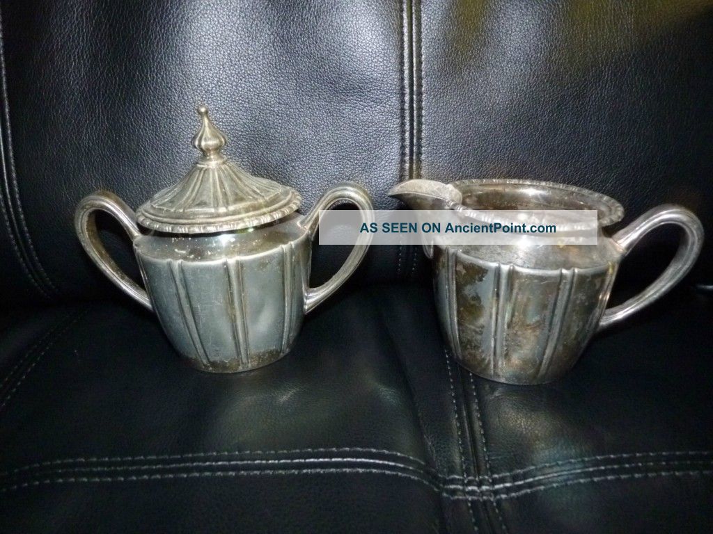 New Amsterdam Silver Co.  Epwm20 Silver Plate Creamer & Sugar Bowl 1800svictorian Creamers & Sugar Bowls photo