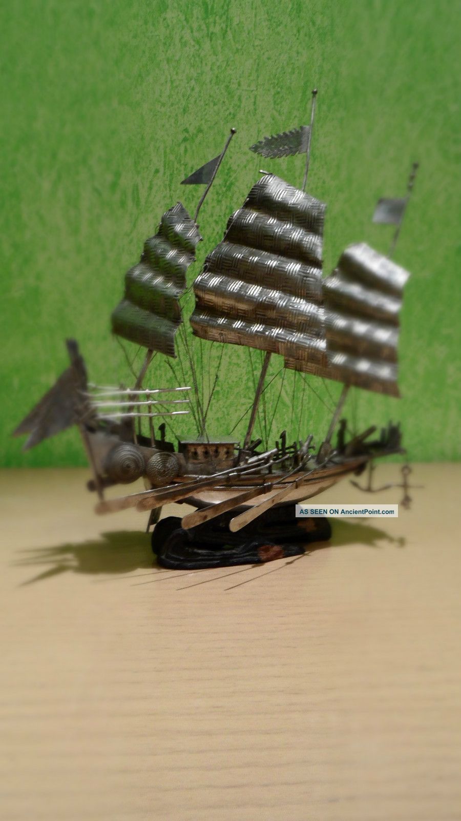 Silver Jonk Boat Chinese Japanese Made Sterling Silver Meiji Asia photo
