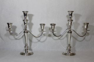 Pair Antique Sterling Silver Candelabras,  3 Different Configurations Nr photo
