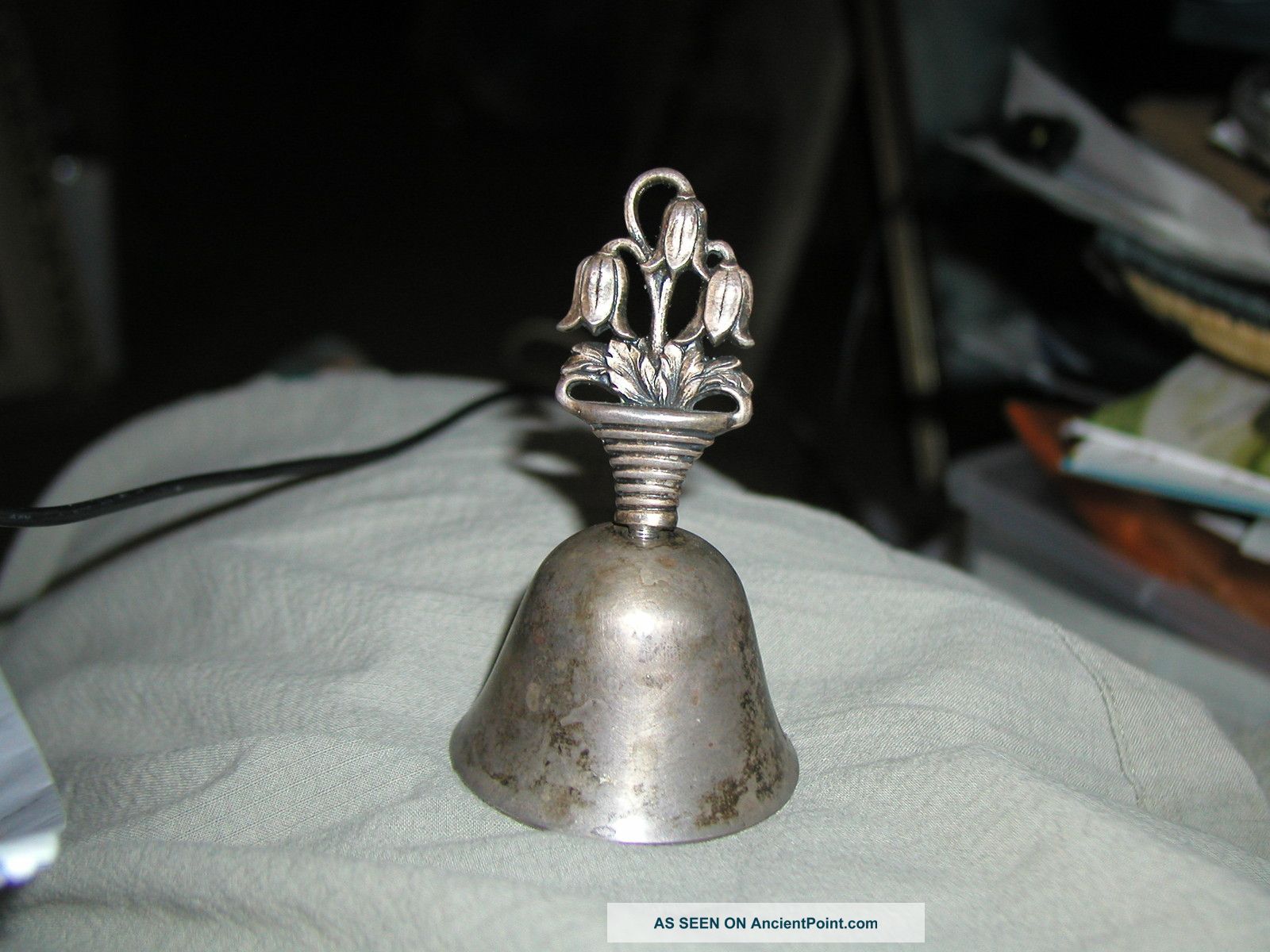 Antique Thomae Co.  Sterling Silver Dinner Bell - Patina - Art Deco Handle Other photo