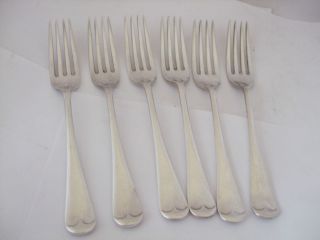 Vintage Silver Plate 6 Dinner Forks Old English Pattern Heavy Quality photo