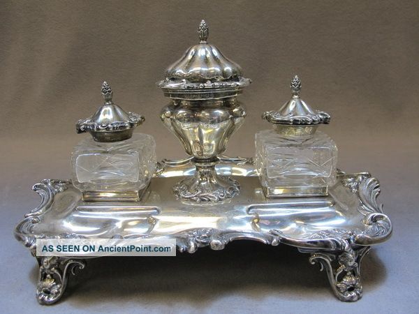 Antique English Sterling Inkwell,  Circa 1865 As/5137 Other photo