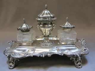Antique English Sterling Inkwell,  Circa 1865 As/5137 photo