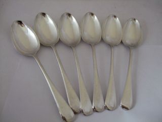 Vintage Silver Plate 6 Dessert Spoons Old English Pattern Heavy Quality photo