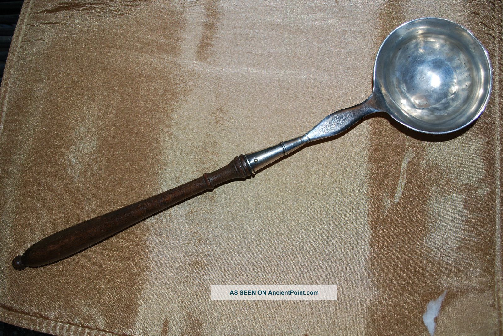 Unusual Early Silver Ladle With Wooden Handle Unknown photo