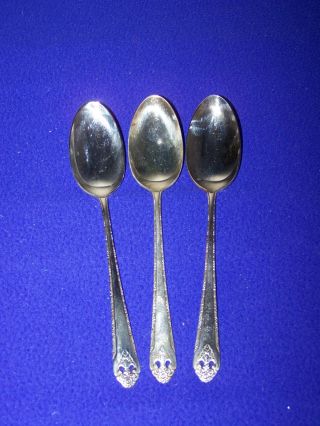 3 Lovely Lady International Silver Tablespoon Serving Spoons New photo