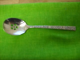 1881 Rogers Silverplate Slotted Teaspoon/oneida/floral Etched Handle/sugar Cube photo