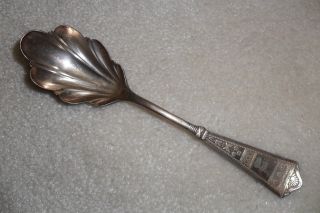 Antique Silver - Plate Sugar Shell Serving Spoon 1847 Rogers Bros A1 Monogram Aa photo
