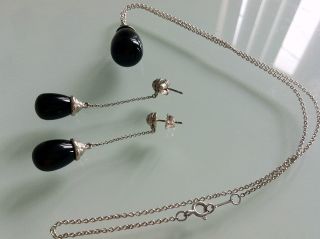 Tiffany & Co Paloma Picasso 20 Carat Necklace & Earrings Black Onyx 925 photo