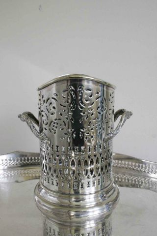 & Decorative Silver Plated Edwardian Wine Bottle Carrier/cooler. photo