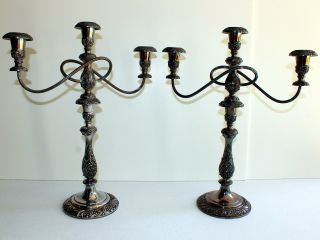 Vintage Pair 1847 Rogers Bros - Heritage Silver Plated Candle Holder Candelabra photo