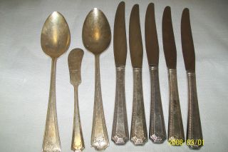 Silver Plate Spoon & Knifes Qty 8 Adam Discontinue National Silver Co photo